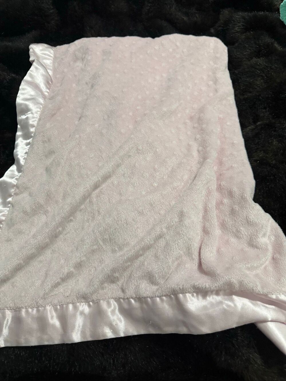 Baby Starters Pastel Pink Minky Dots Baby Blanket Satin Back Lovey 30in x 40in